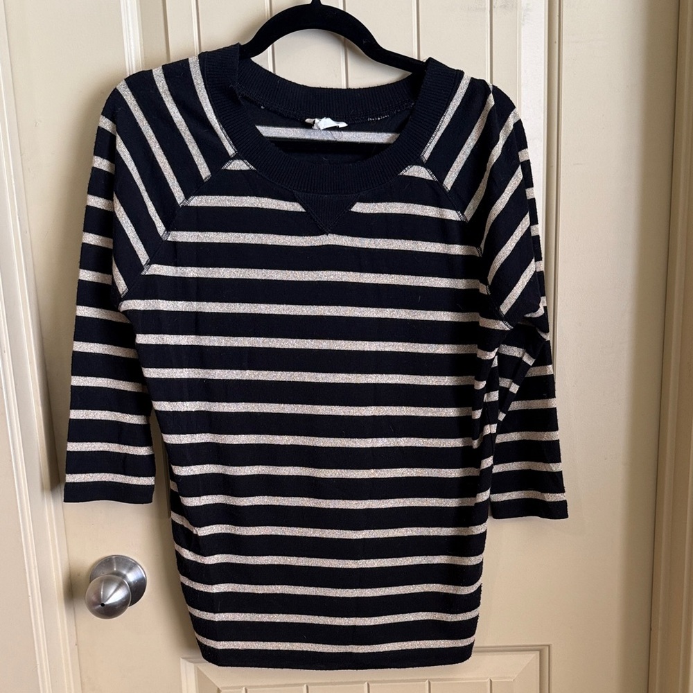 Club Monaco Black and White Striped Sweater